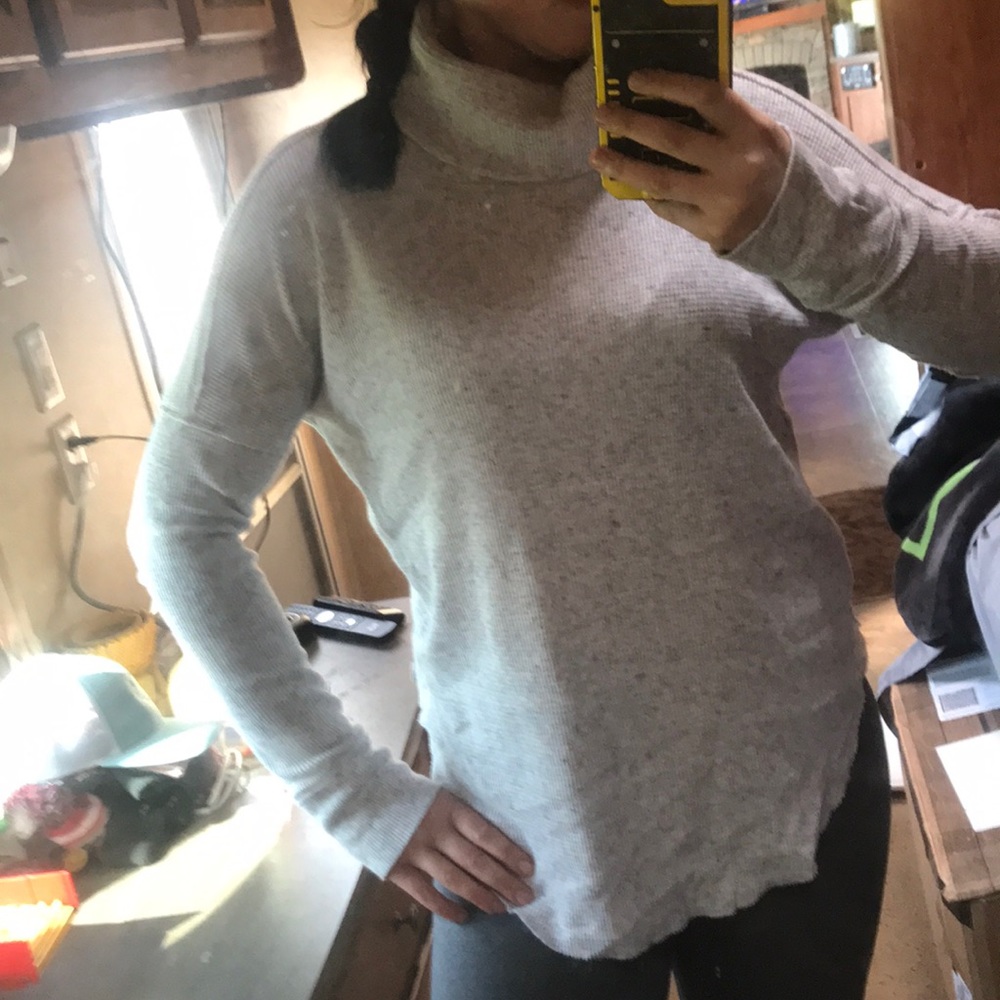 TNA loose fitting waffle knit turtleneck
